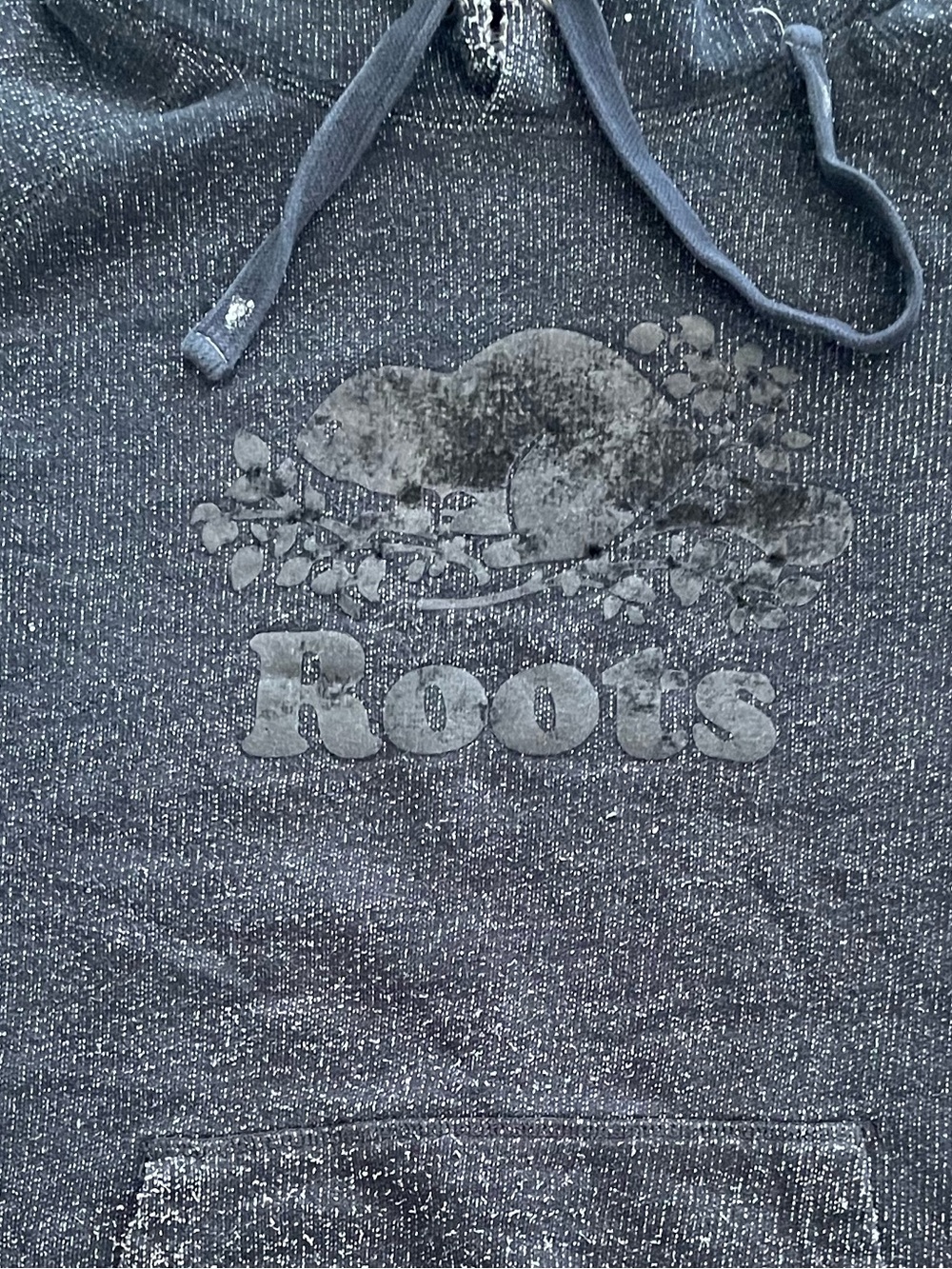🔥 FREE ADD ON Roots Black Heathered Pullover Hoodie with Logo Size Large - Picture 8 of 12